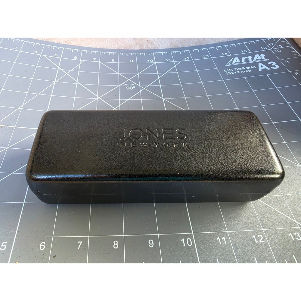 Jones New York Black Hard Shell Eyeglass Case Textured Faux Leather Clamshell